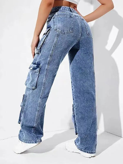 Streetwise High-Waist Cargo Jeans