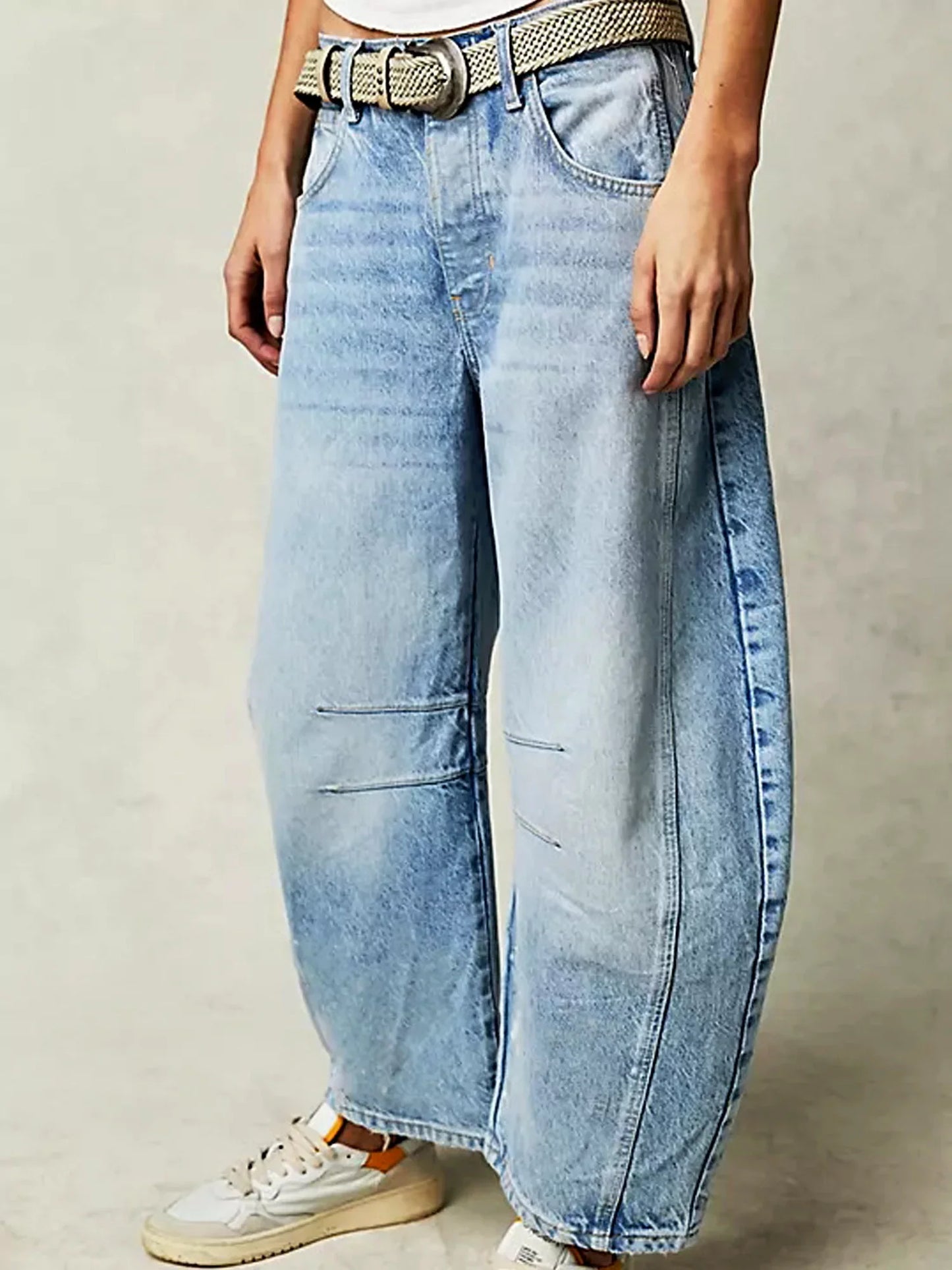 Wild Spirit Barrel-Leg Leopard Print Jeans