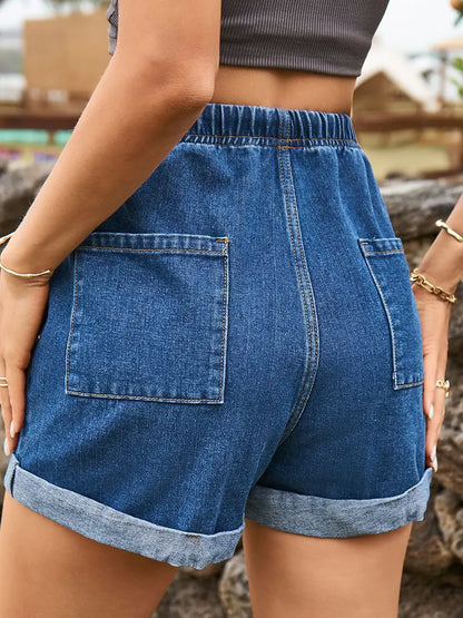 Everyday Tie-Waist Denim Shorts