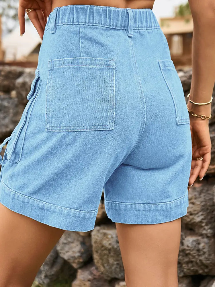 Casey – Cargo Denim Shorts With Adjustable Waist