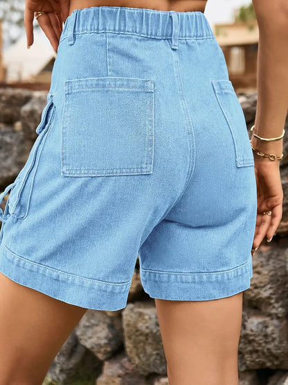 Casey – Cargo Denim Shorts With Adjustable Waist