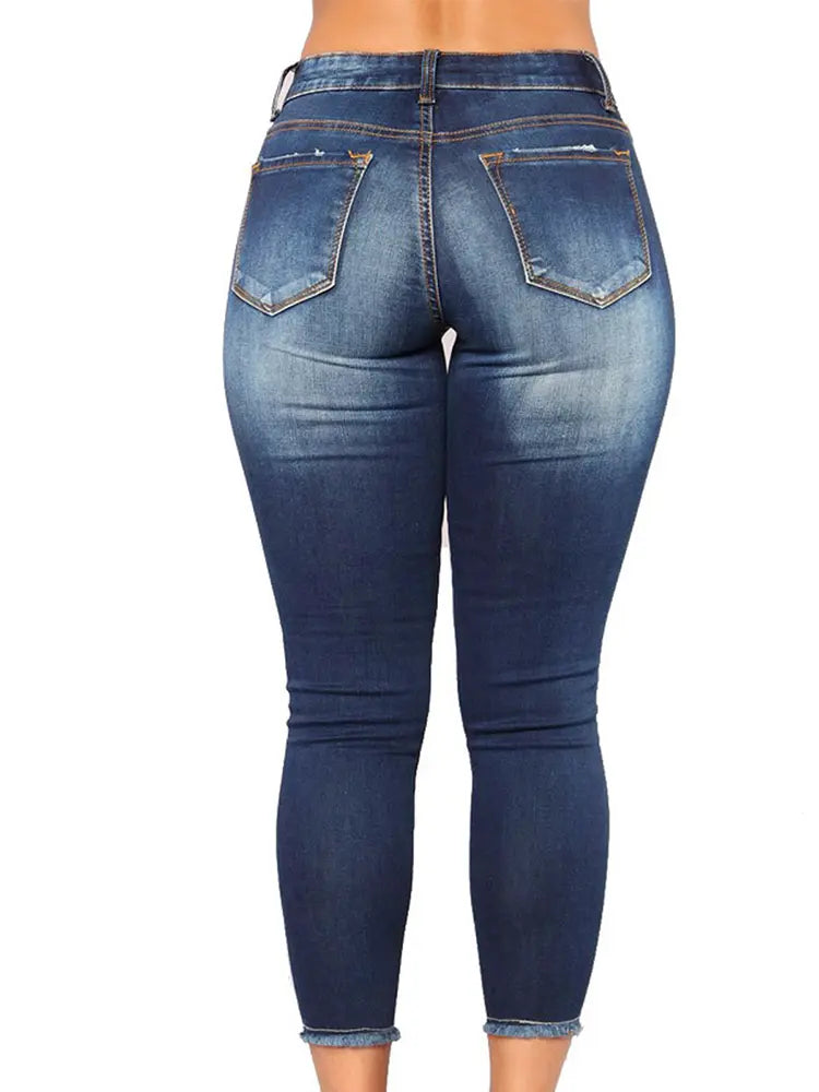 Sienna - High-Waist Ripped Stretch Skinny Jeans