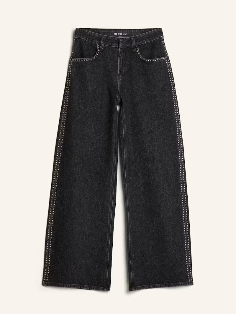 Abbie – Relaxed Wide-Leg Studded Denim Jeans