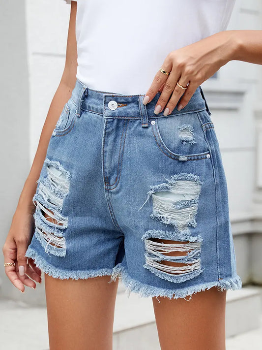 Frayed Edge Summer Denim Shorts