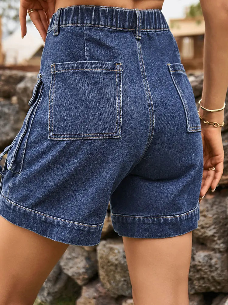 Casey – Cargo Denim Shorts With Adjustable Waist