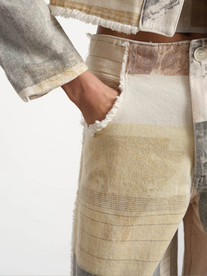 Alma – Artistic Patchwork Wide-Leg Cotton Jeans