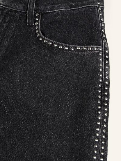 Abbie – Relaxed Wide-Leg Studded Denim Jeans