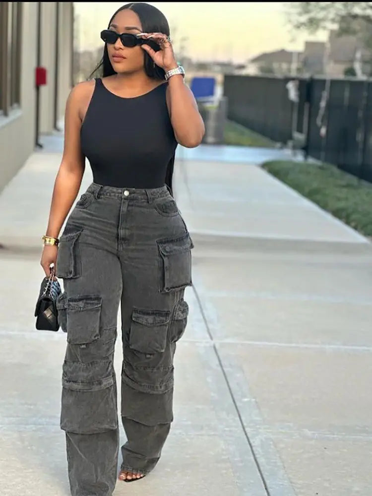 Skylar - Urban Cargo Denim Pants