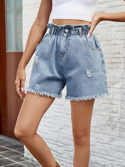 Chic Paperbag Denim Shorts