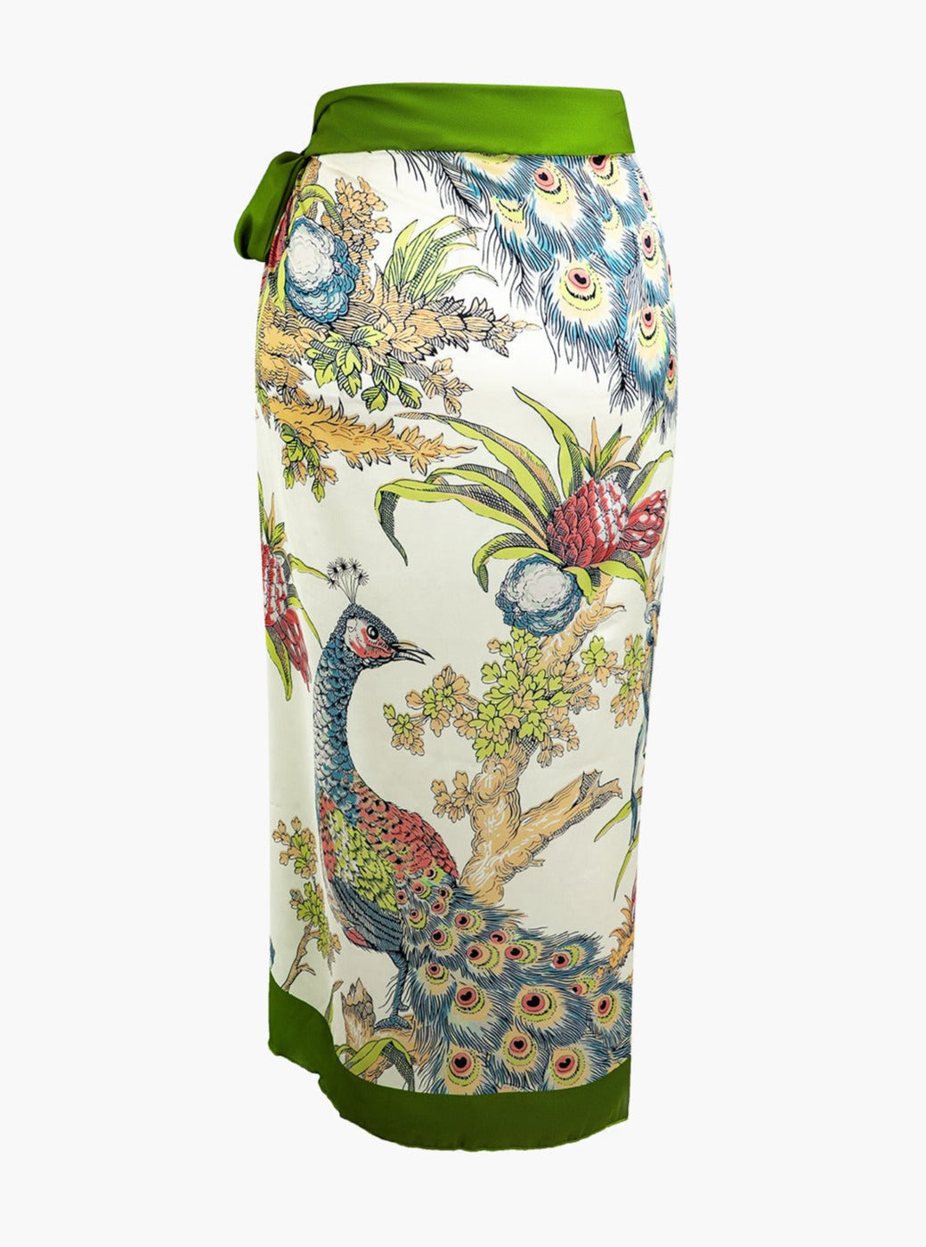 Peacock Garden Tie-Waist Fitted Cover-Up Skirt