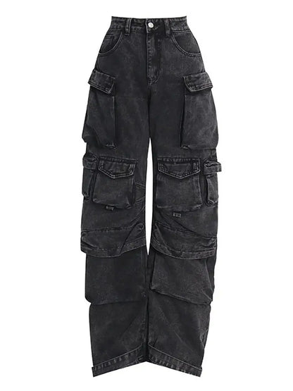 Patchwork Wide-Leg Cargo Street Pants