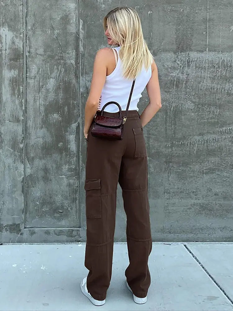 Chic High-Waist Green Straight Jeans