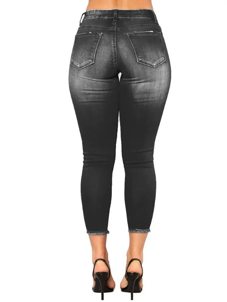 Sienna - High-Waist Ripped Stretch Skinny Jeans