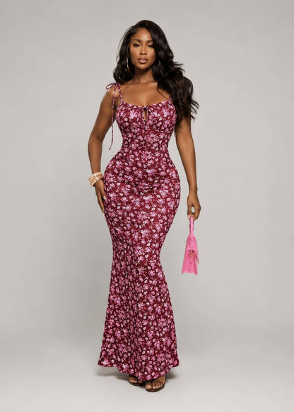 Burgundy Bloom Bodycon