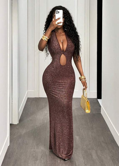 Cocoa Spark Halter Dress