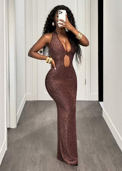 Cocoa Spark Halter Dress