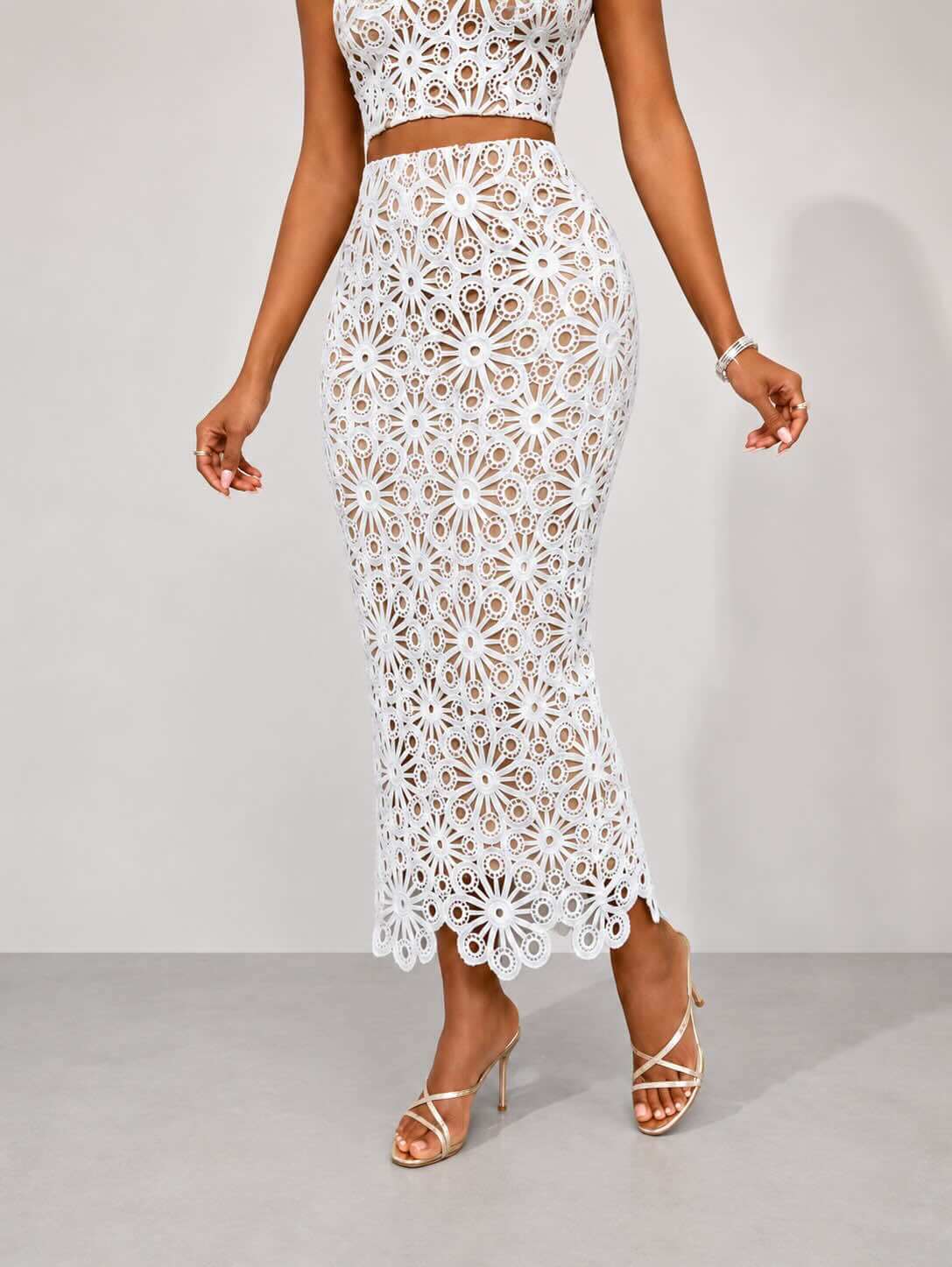 Ivory Bloom Crochet Maxi Skirt