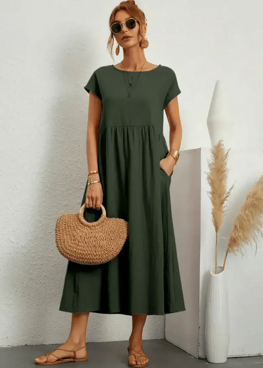 LUNA | RELAXED MIDI DRESS WITH POCKETS
