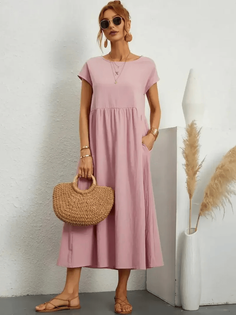 LUNA | RELAXED MIDI DRESS WITH POCKETS