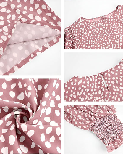 LUNA | Polka Dot Smocked Blouse