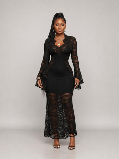 Midnight Lace Mermaid Gown