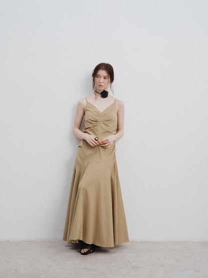 Pleated Waist Cinched Strap Dress - Airnori