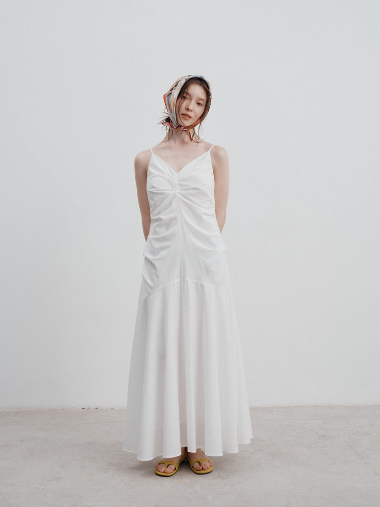 Pleated Waist Cinched Strap Dress - Airnori