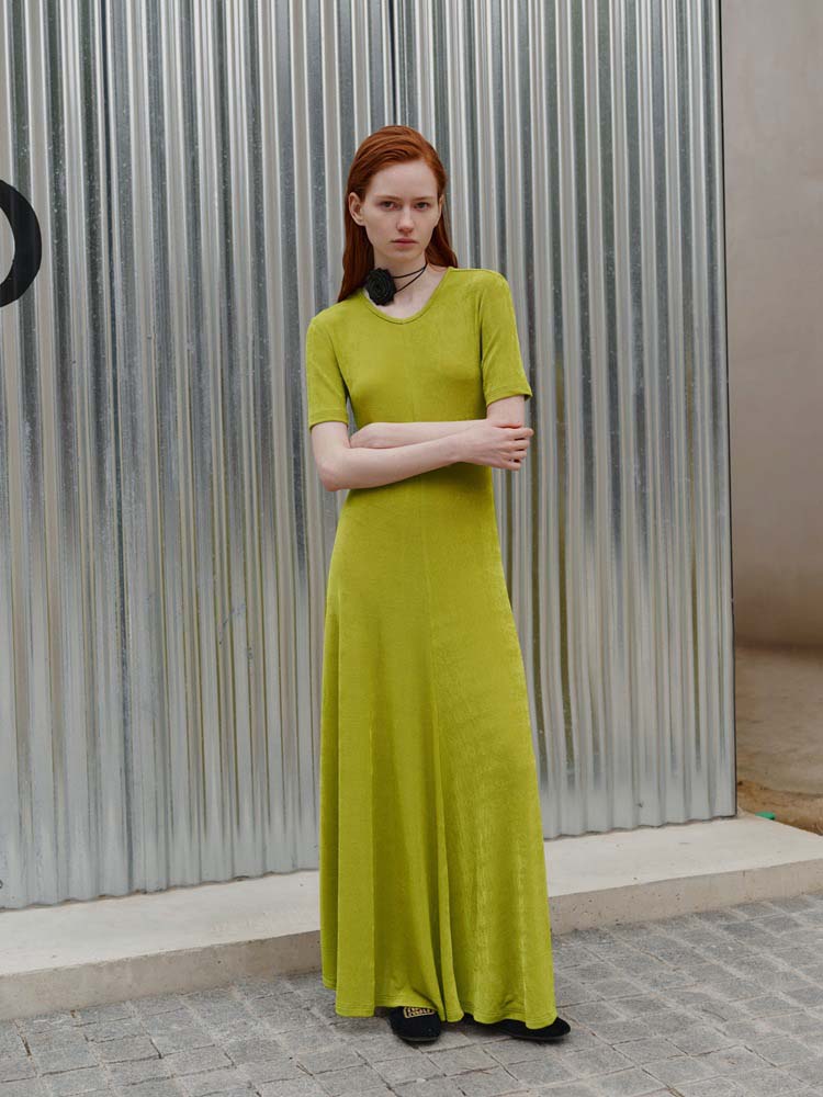 Knit Casual Waist Cinched Dress - Airnori