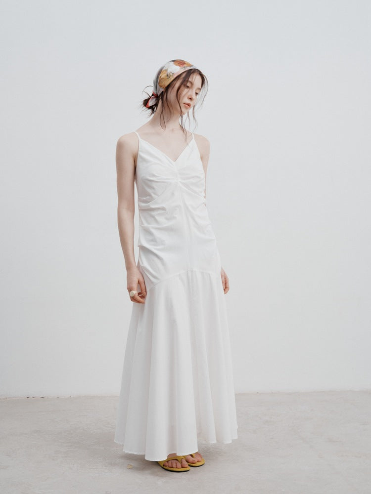 Pleated Waist Cinched Strap Dress - Airnori