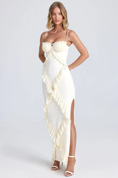 Pleated Chic - Frilly Maxi Dress