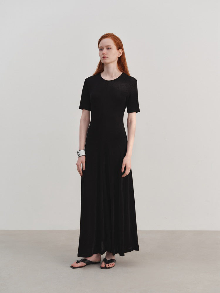 Knit Casual Waist Cinched Dress - Airnori