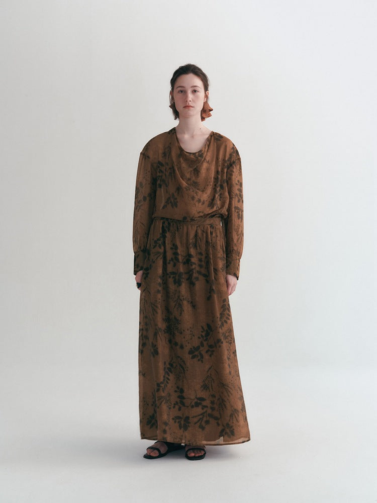 Vintage Romantic Floral High-Waist Midi Skirt