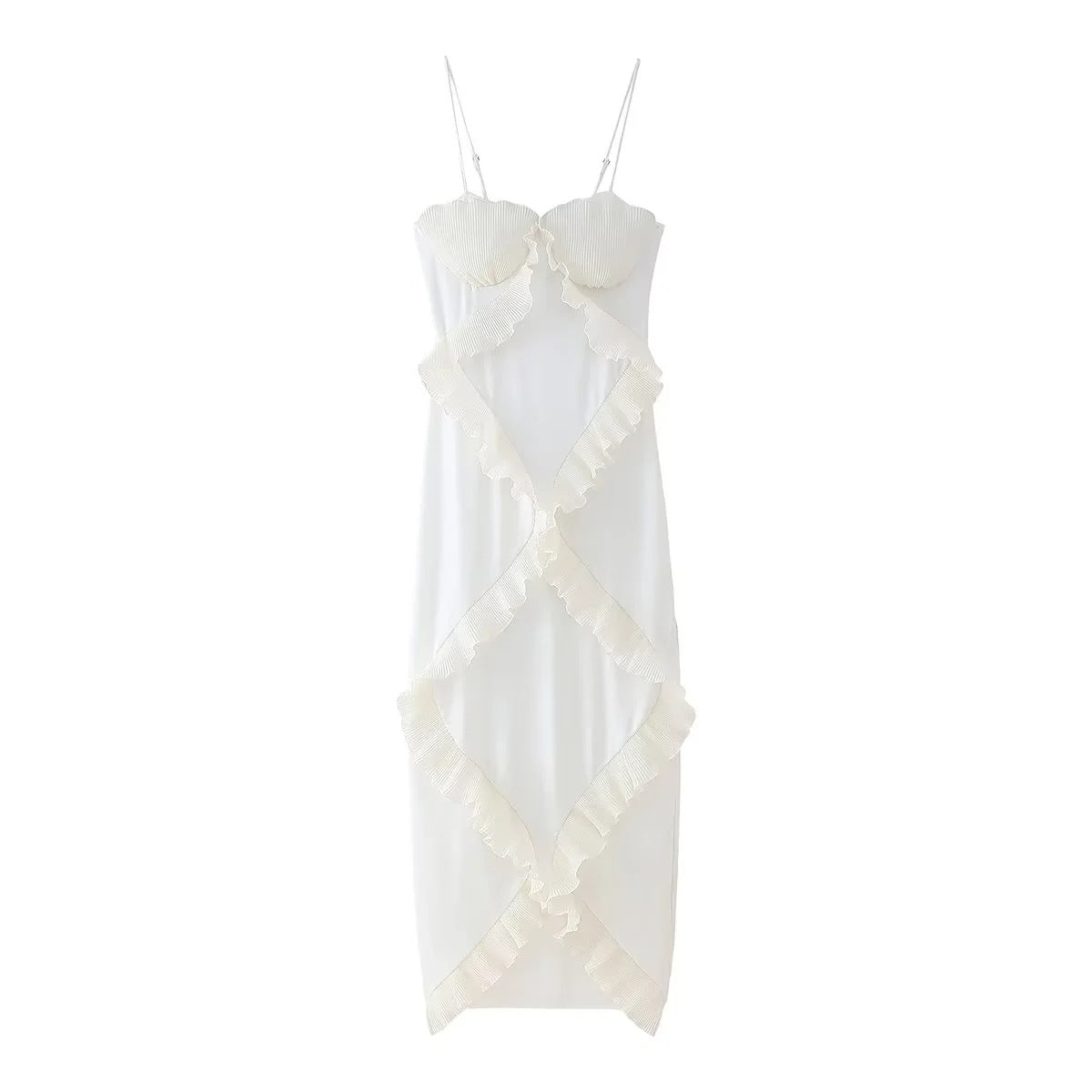 Pleated Chic - Frilly Maxi Dress