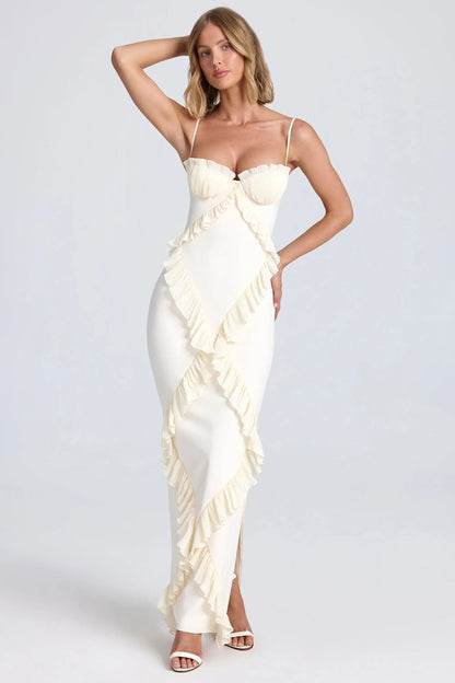 Pleated Chic - Frilly Maxi Dress