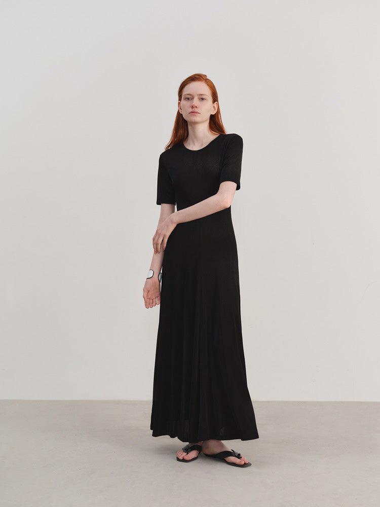 Knit Casual Waist Cinched Dress - Airnori