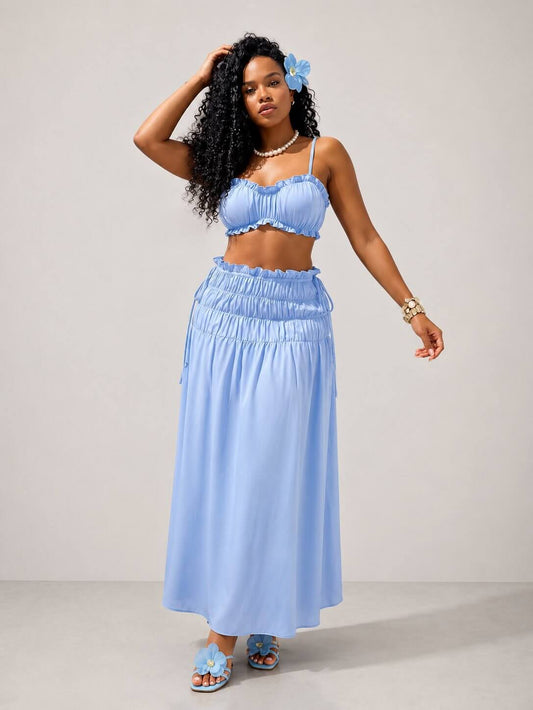 Sky Breeze Ruffle Maxi Skirt