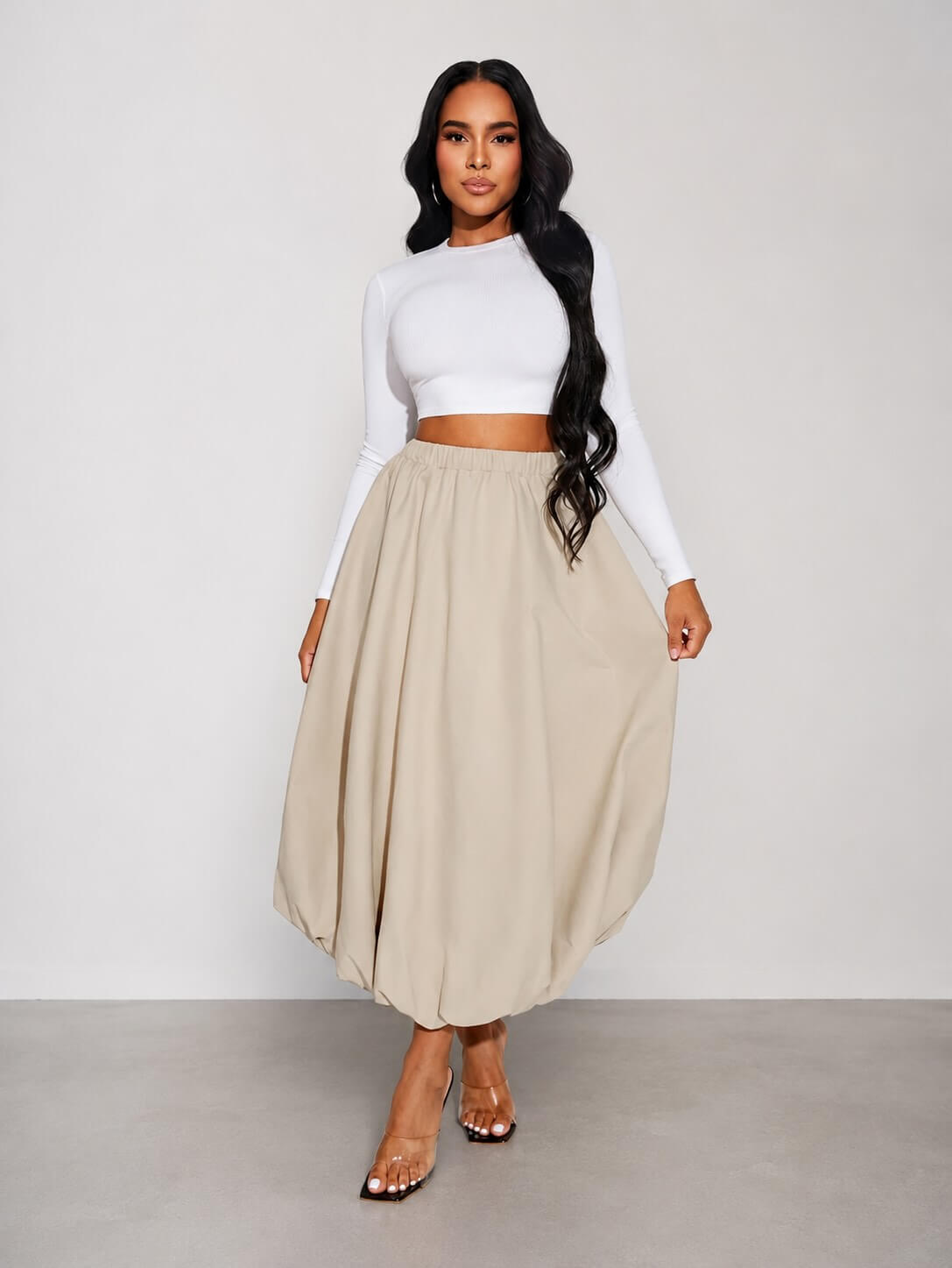 Soft Apricot Bubble Skirt