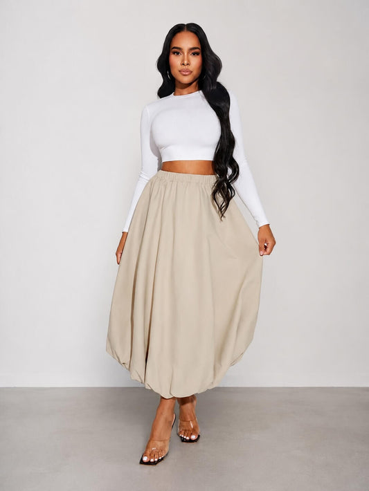 Soft Apricot Bubble Skirt