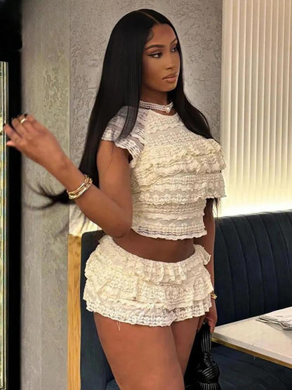 Summer Bliss Ruffled Crop Top and Skirt Set