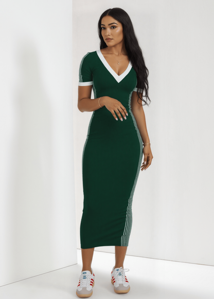V-Neck Stripe Dress