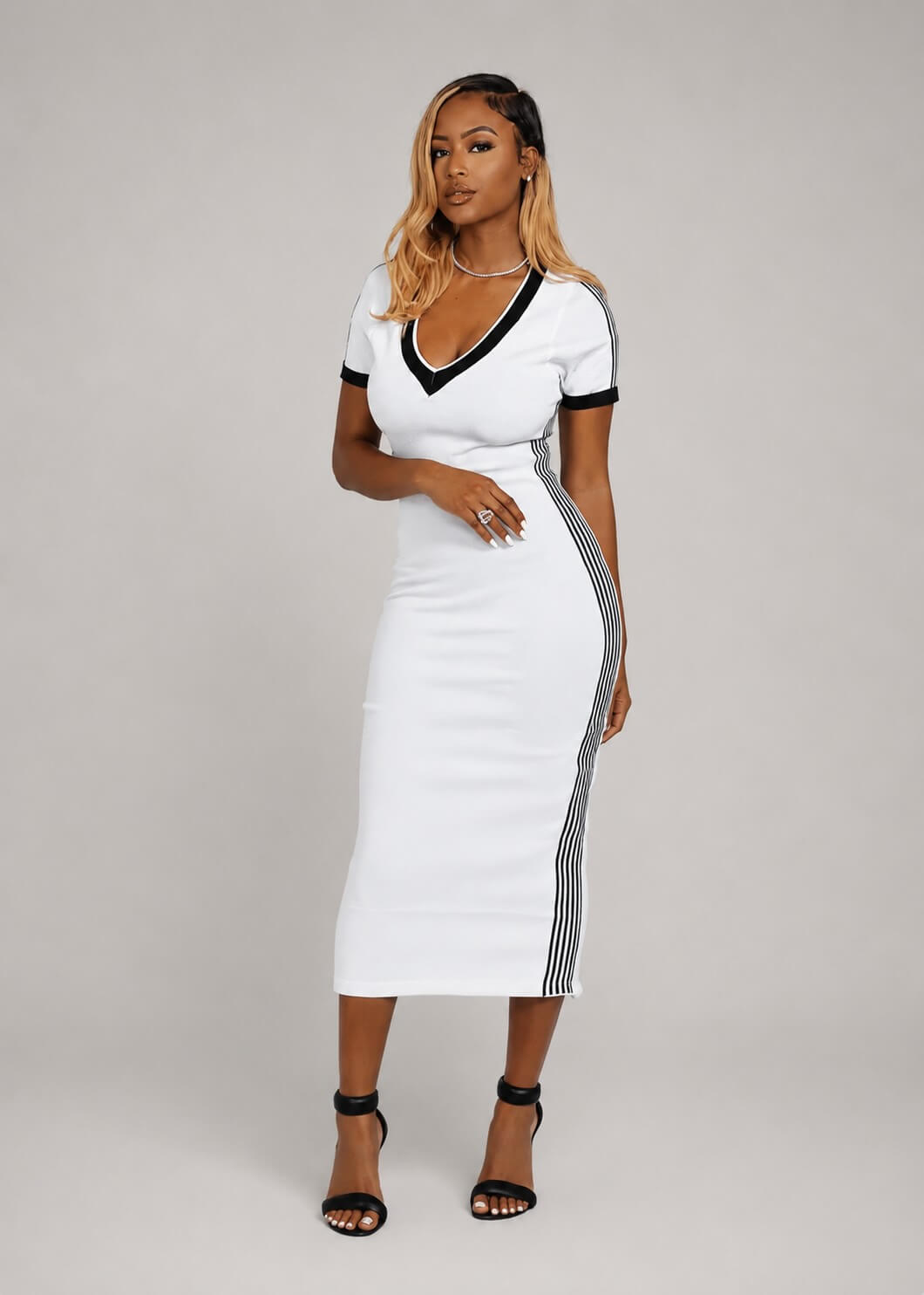 V-Neck Stripe Dress