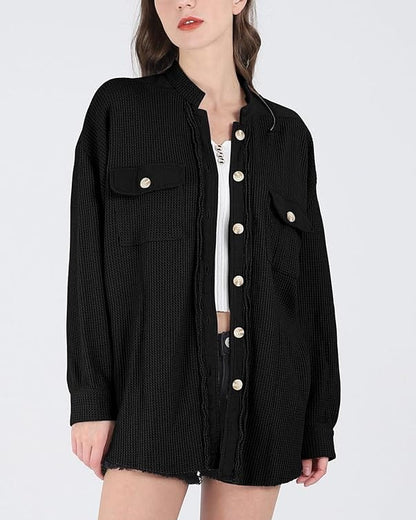 Waffle Knit Oversized Shacket