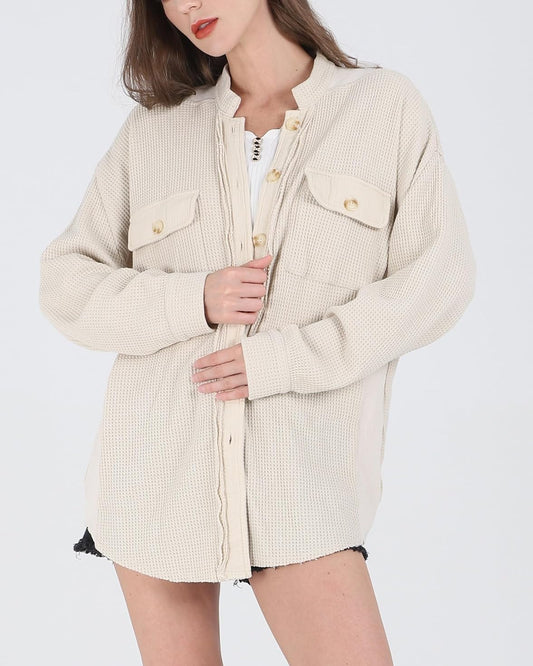 Waffle Knit Oversized Shacket
