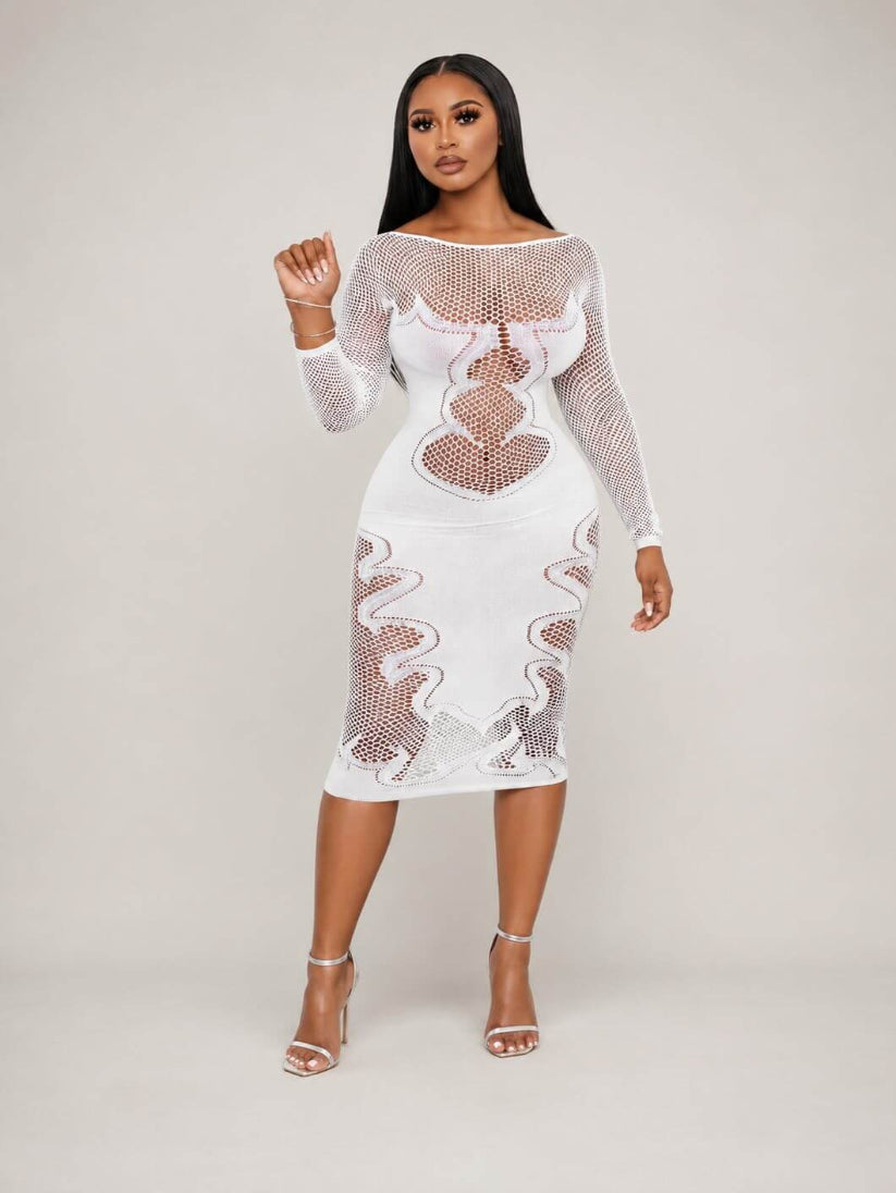 White Mesh Spotlight Gown