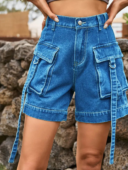 Casey – Cargo Denim Shorts With Adjustable Waist