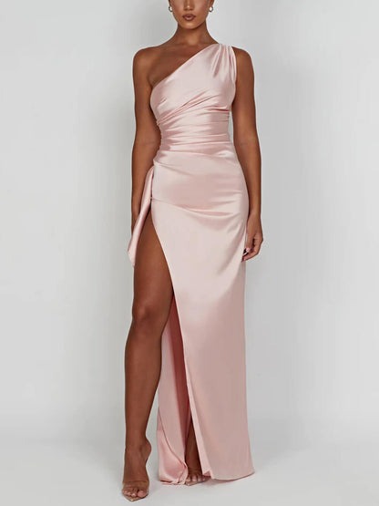 Satin Slit Maxi Dress - Airnori