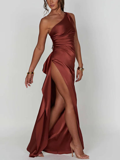 Satin Slit Maxi Dress - Airnori