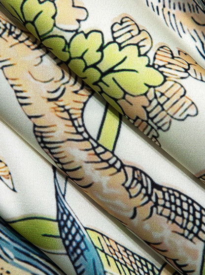 Peacock Garden Tie-Waist Fitted Cover-Up Skirt