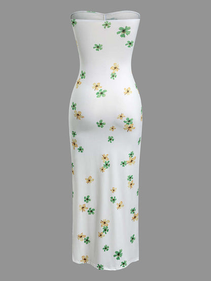 Lily - Floral Ruched Strapless Maxi Dress