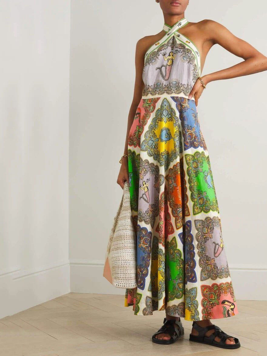 Evelyn - Paisley Satin Floral Maxi Dress